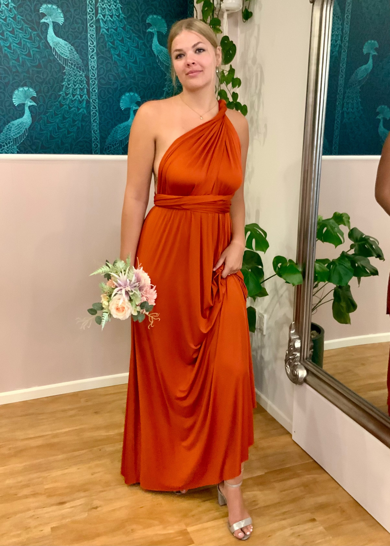 burnt orange multiway dress Burnt Orange Bridesmaid Dress Infinity Dress Wrap Dress Convertible Dress - H102#