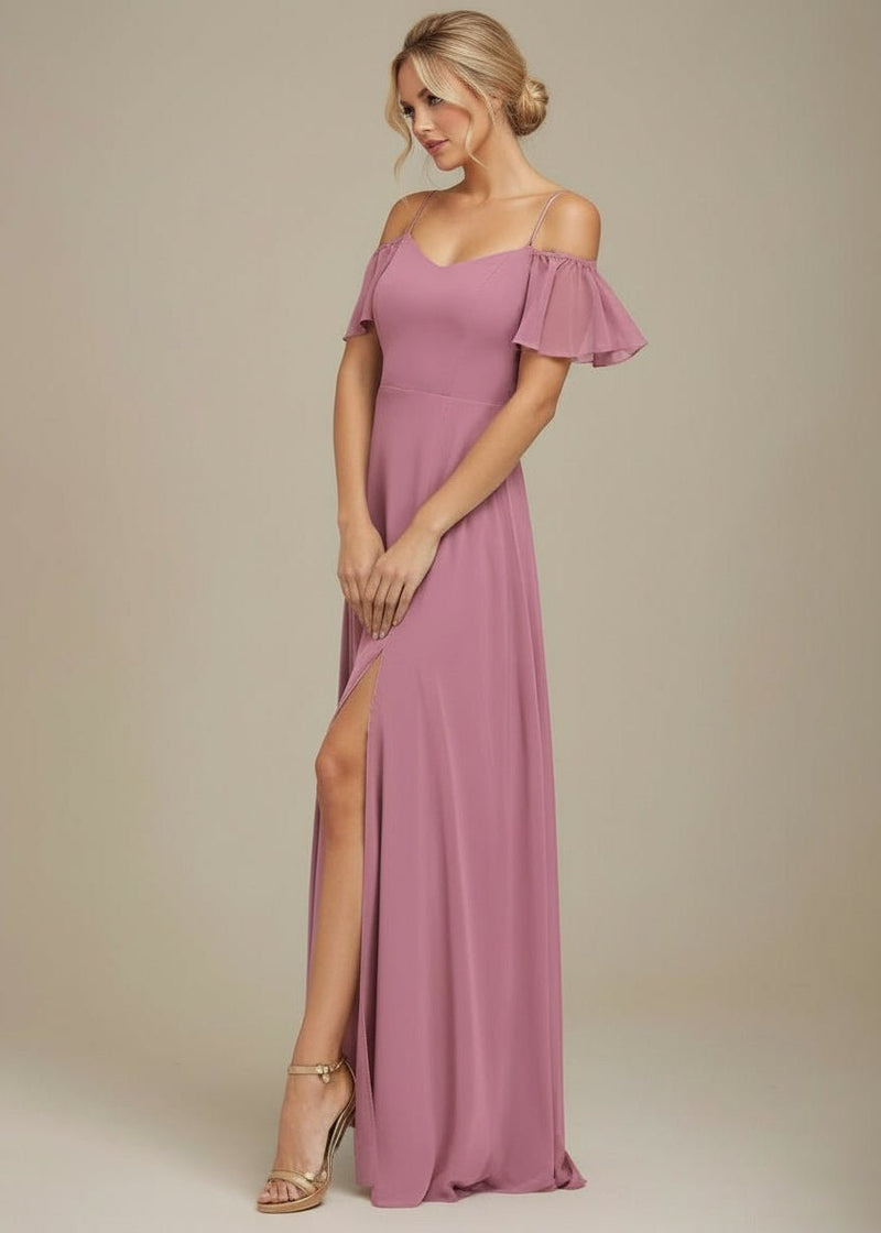 Drop Sleeve Dusky Rose Bridesmaid Dress Ready to Send