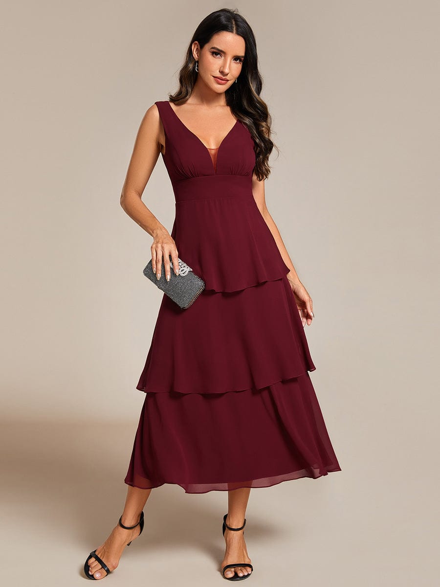 Jenny layered mother of the bride dress in Burgundy s8 Express NZ wide - Bay Bridal and Ball Gowns