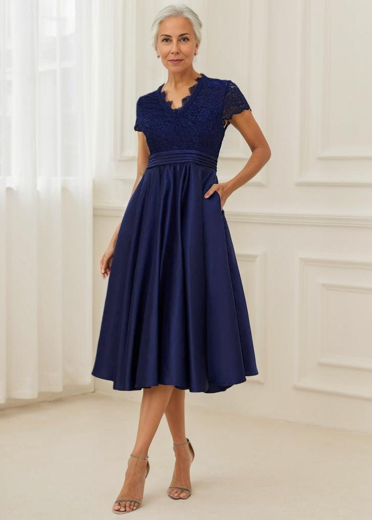 June tea length mother of the bride/groom dress in navy