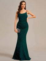 Kela low back rushed ball dress with sparkling straps in ever green Express NZ wide - Bay Bridal and Ball Gowns