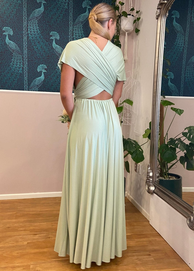 Luxe Light Olive Flower Girl Infinity dress Express NZ wide