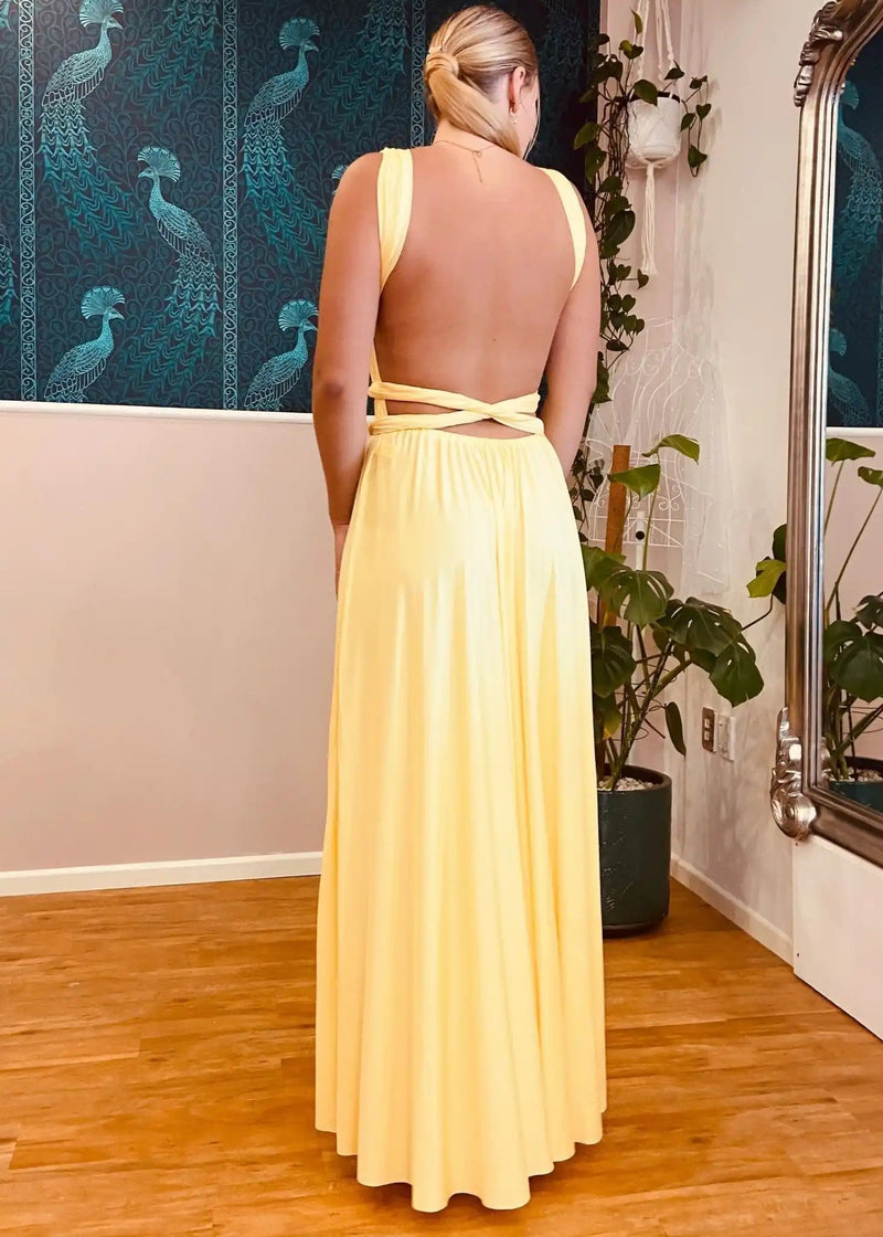 pastel yellow infinity dress Pastel Yellow Convertible Infinity Bridesmaid Dress