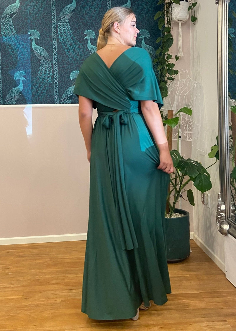 Luxe Multiway A-Line Infinity Dress in Ever Green with Split Luxe Multiway A-Line Infinity Dress in Ever Green with Split