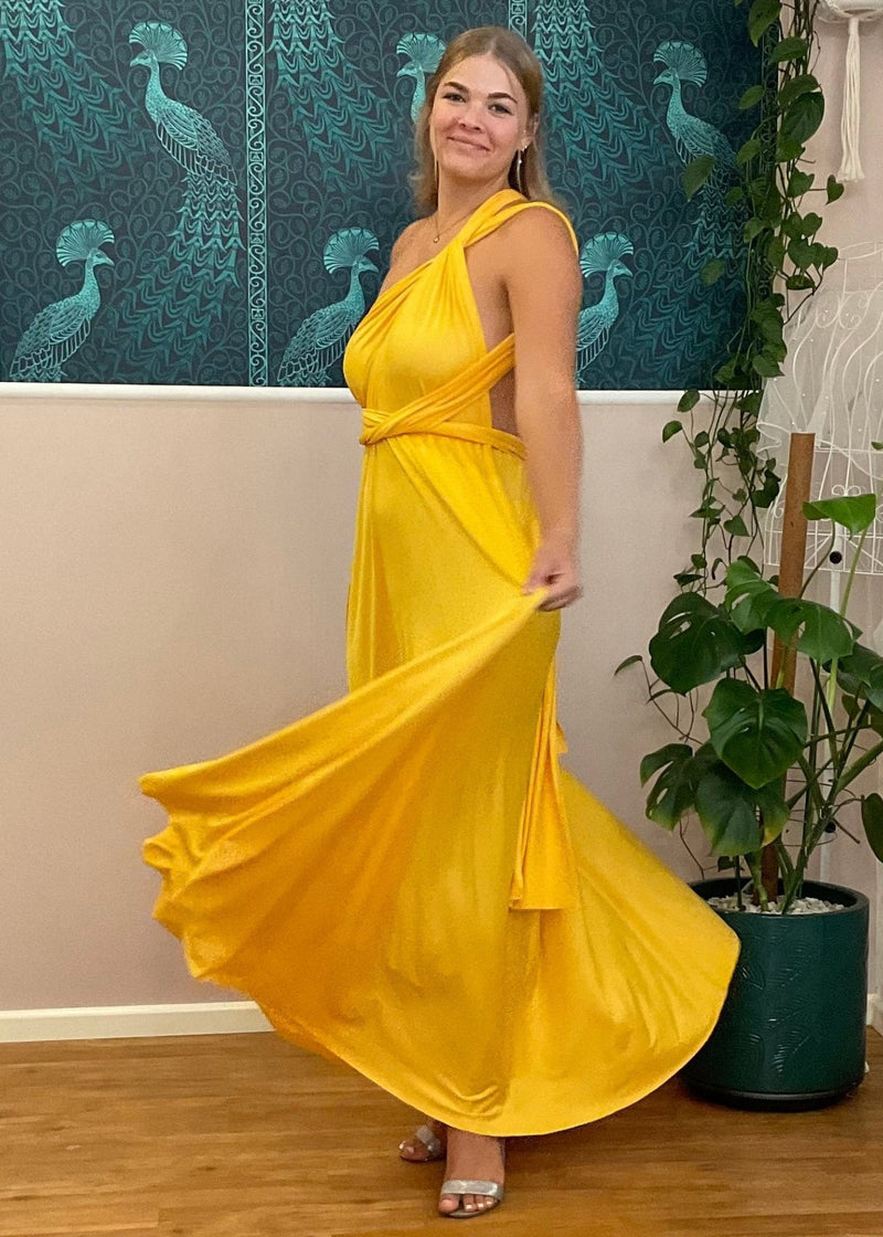 infinity dress golden yellow Gold Yellow Convertible Infinity Bridesmaid Dress