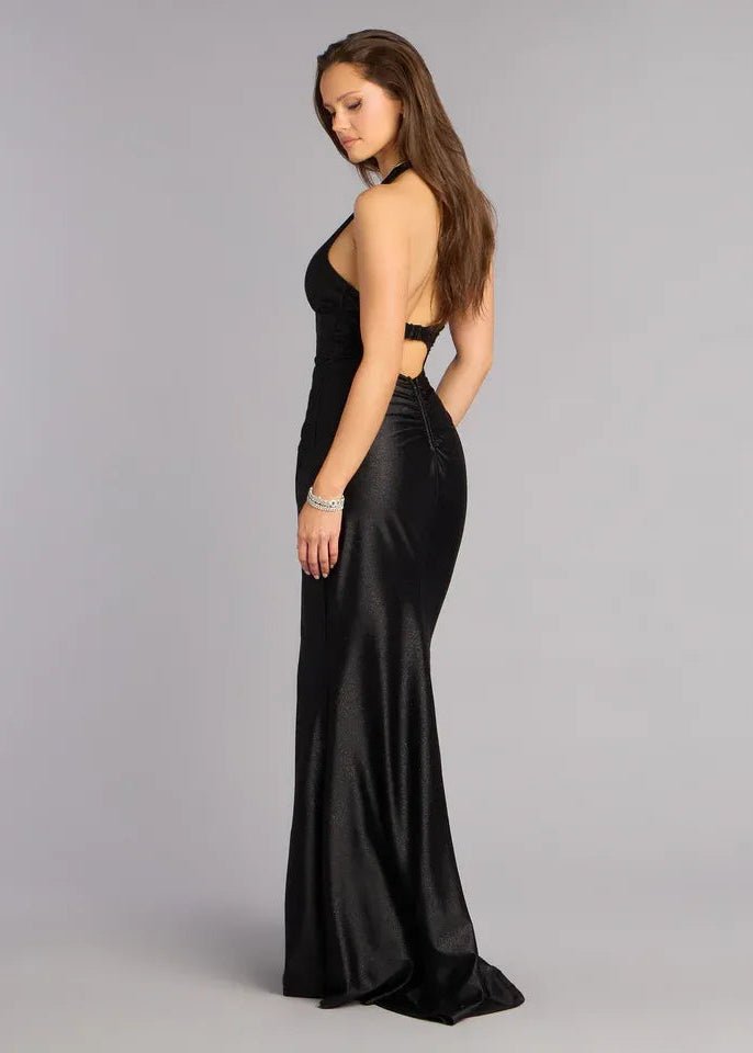 halter dress nz Gwenyth Pleated Halter Maxi Dress - Women's Fashion