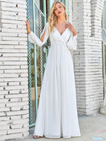 Amanda long sleeved chiffon wedding dress in Ivory - Bay Bridal and Ball Gowns