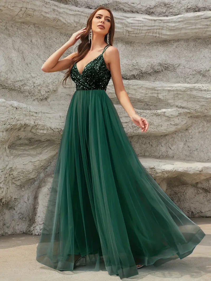 Constance strappy back satin ball dress in ever green Bay Bridal