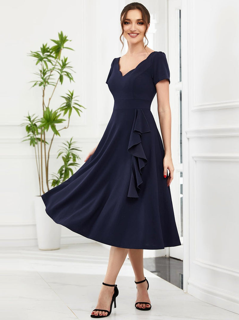 Miranda classic tea length wedding guest dress