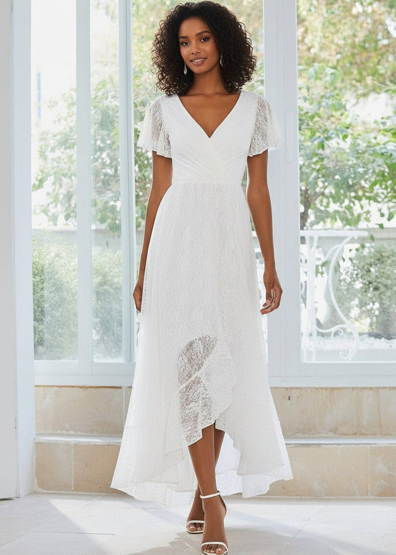 Patty lace high low wedding dress in white | Bay Bridal Patty lace high low wedding dress in white | Bay Bridal