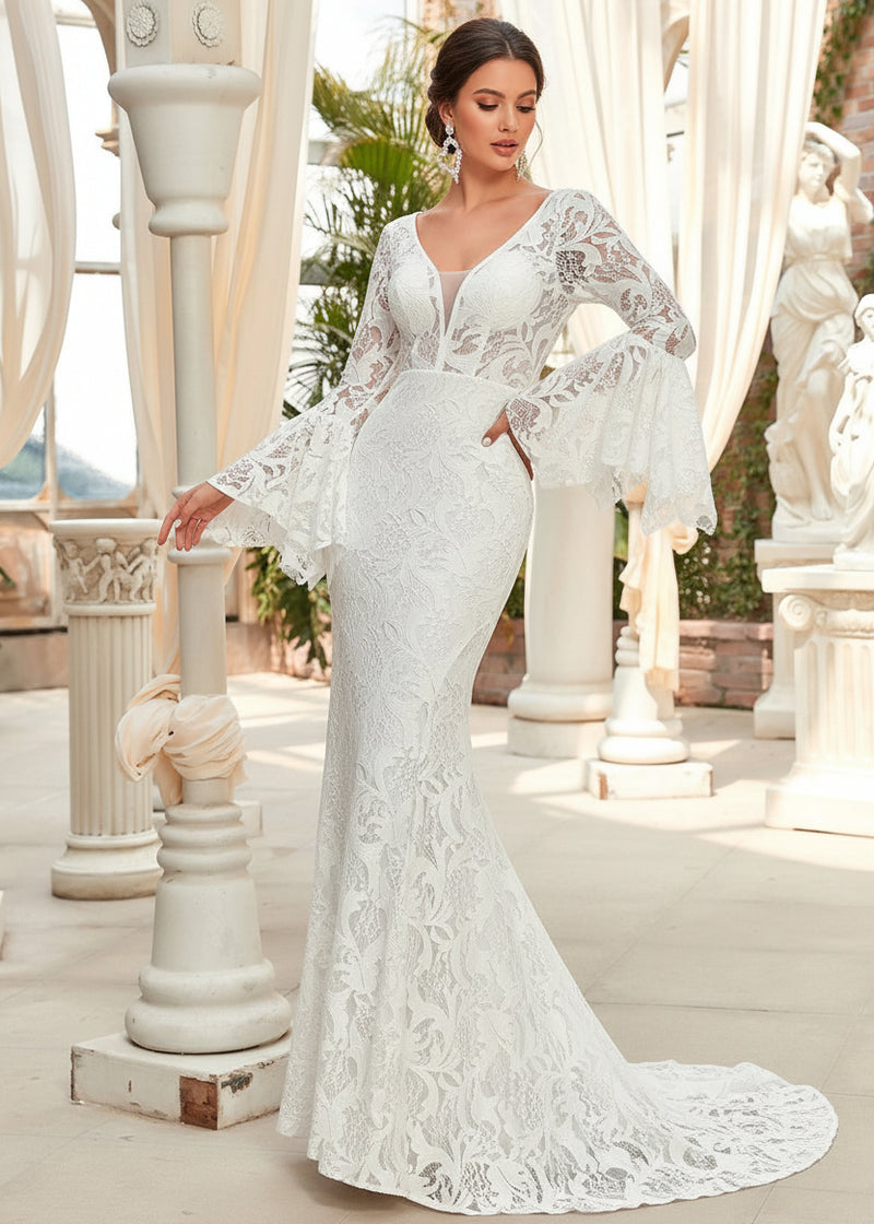 fitted lace wedding dress Priya long sleeve Wedding gown with train s6 fitted lace wedding dress Priya long sleeve Wedding gown with train s6