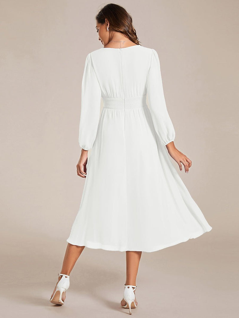 Tari knee length long sleeve wedding s16 dress in ivory - Bay Bridal and Ball Gowns