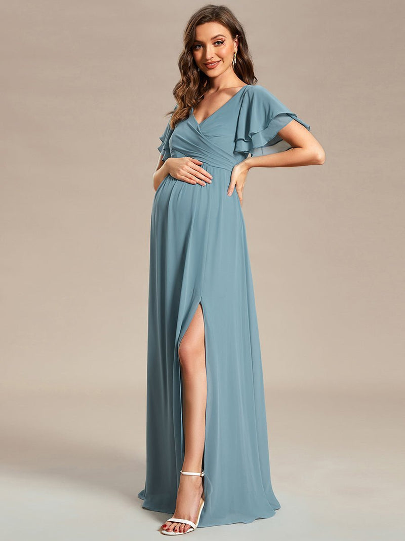 Yolanda dusky blue sweet maternity gown s8 Express NZ wide - Bay Bridal and Ball Gowns