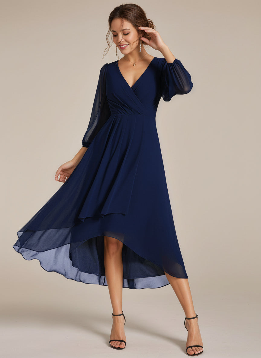 Mother of the bride dress in navy front shot of woman in the dress, Bay Bridal and Ball Gowns