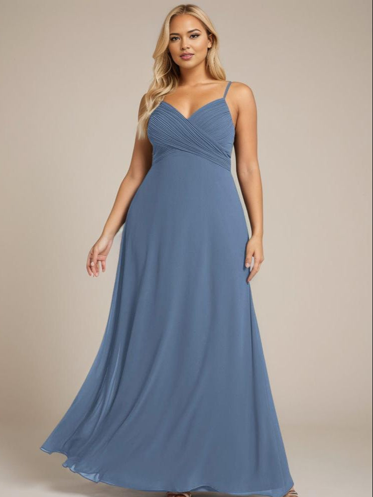 Malika elegant cross front cowl back bridesmaid dress