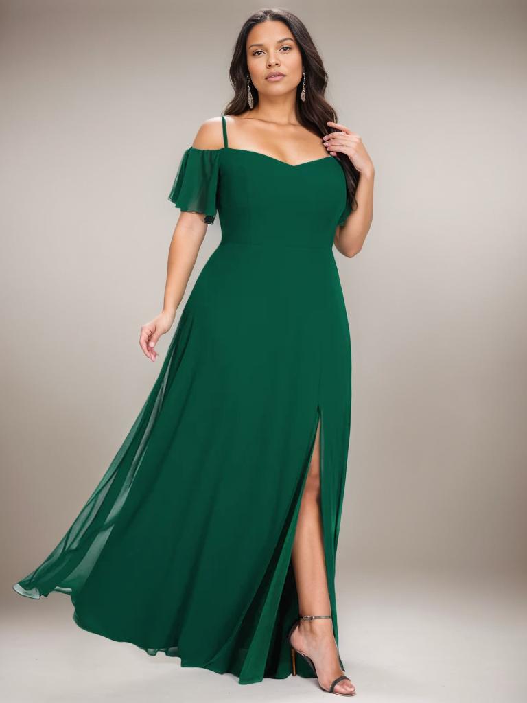 Aurora cold shoulder bridesmaid dress with split