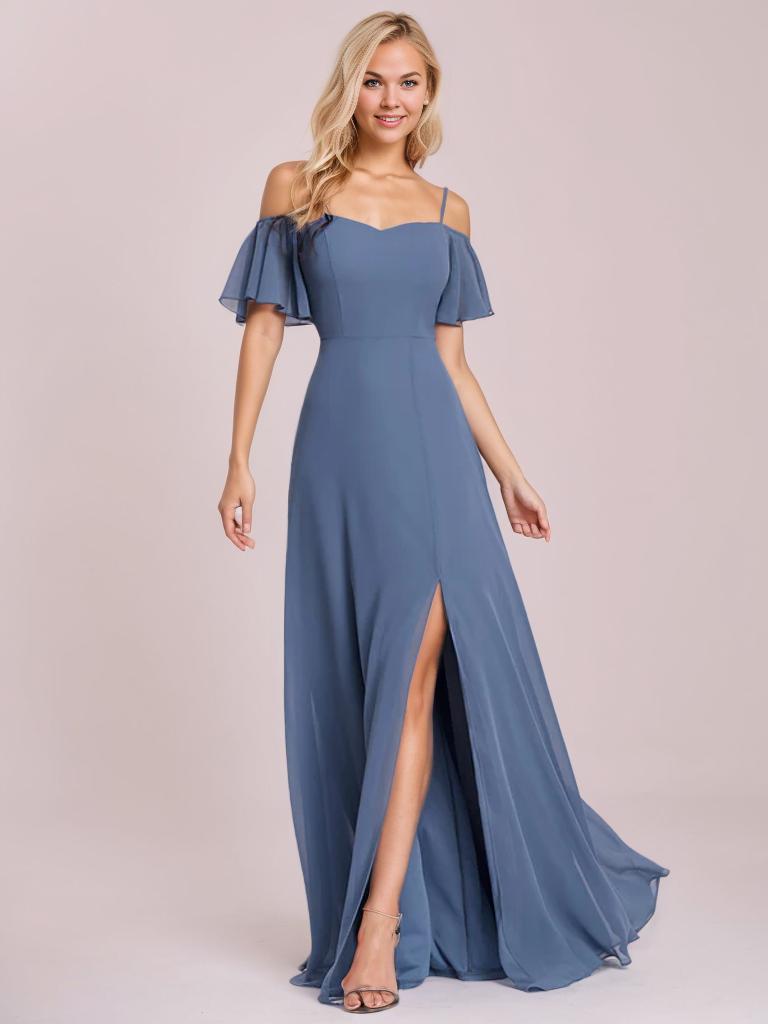 Aurora cold shoulder bridesmaid dress with split