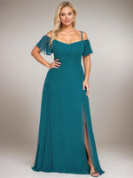 Aurora cold shoulder bridesmaid dress with split