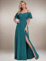 Aurora cold shoulder bridesmaid dress with split