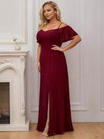 Aurora cold shoulder bridesmaid dress with split