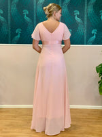 Billie flutter sleeve dress in light pink size 10 Express NZ wide Bay Bridal and Ball Gowns