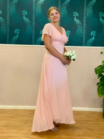 Billie flutter sleeve dress in light pink size 10 Express NZ wide Bay Bridal and Ball Gowns