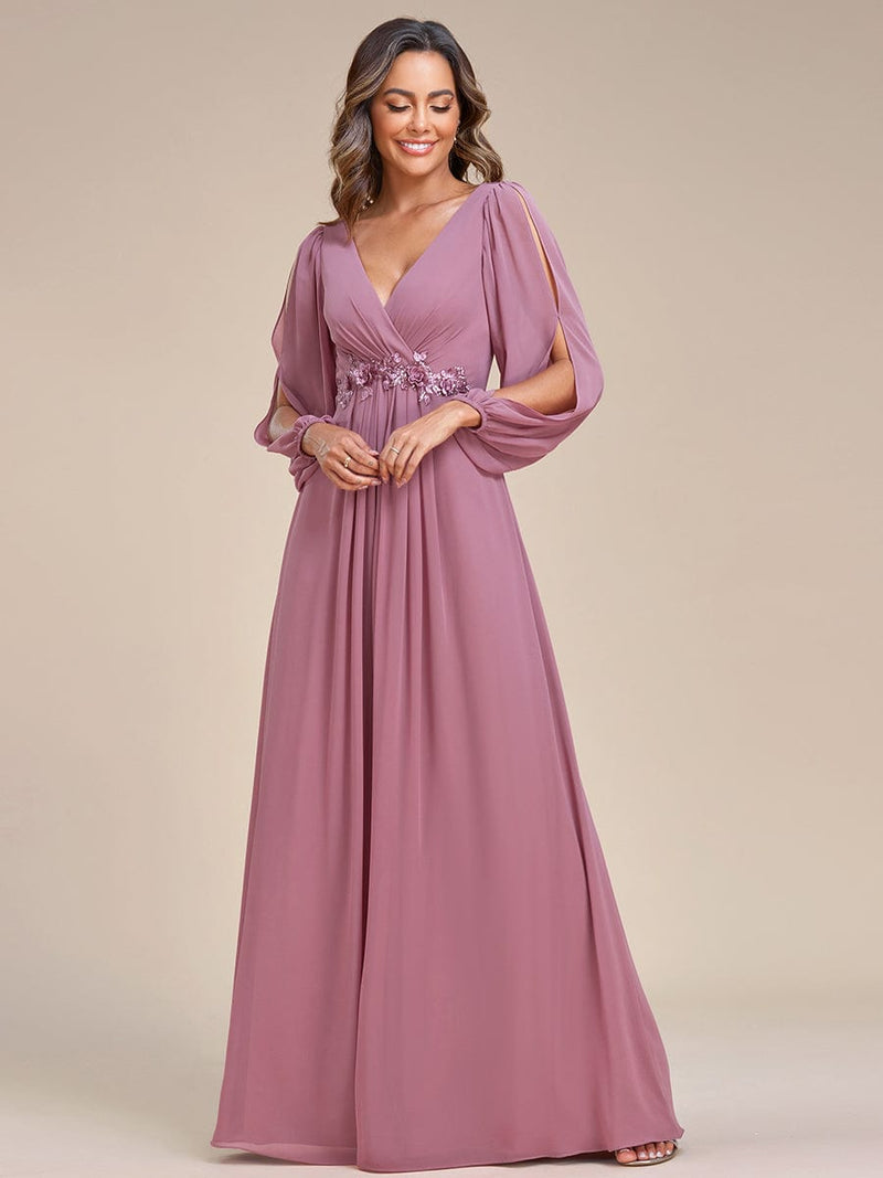 Cindy sleeved ball or evening dress in chiffon Bay Bridal and Ball Gowns