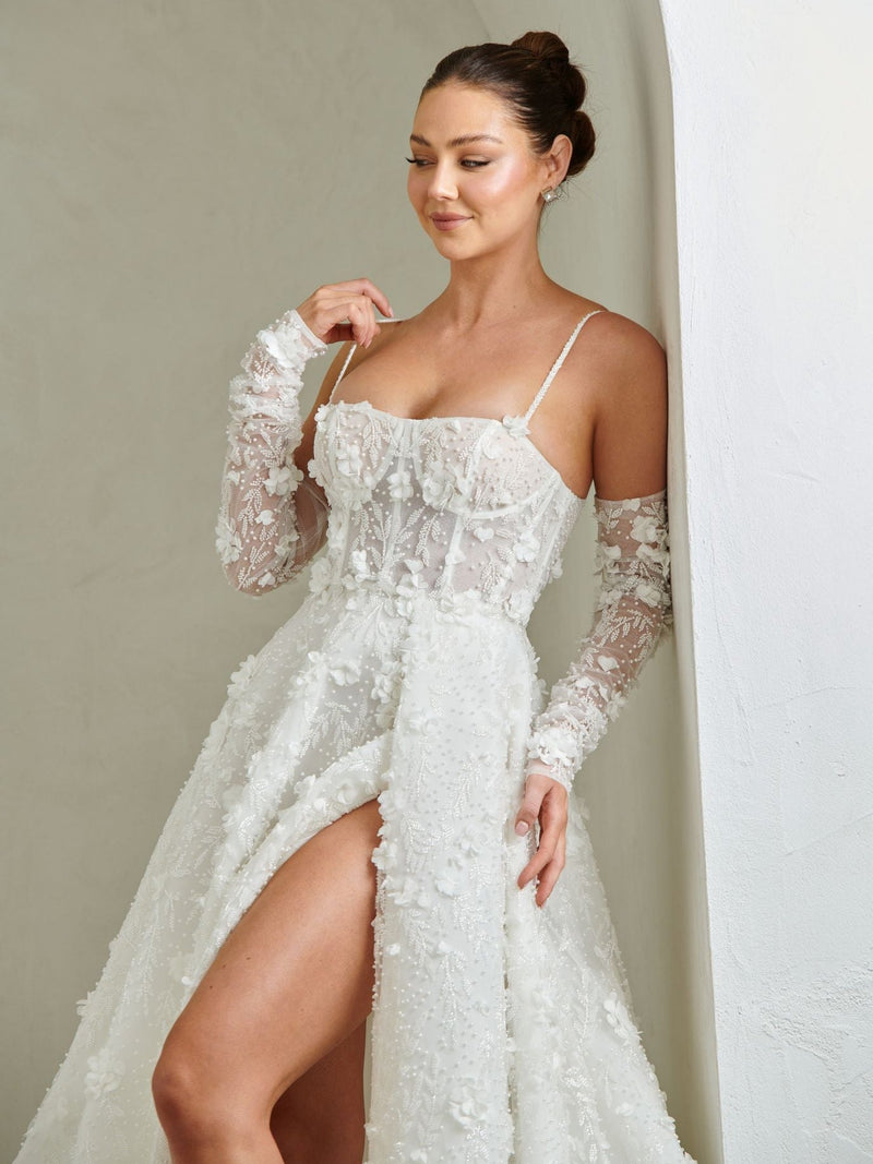 Elysian Bridal A-Line ivory beaded wedding gown s6 Express NZ wide