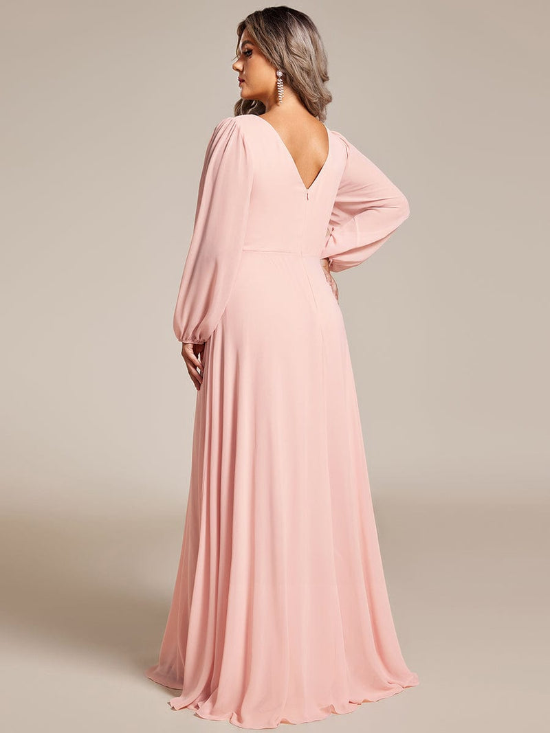 Tabitha long sleeved A - Line chiffon evening gown - Bay Bridal and Ball Gowns