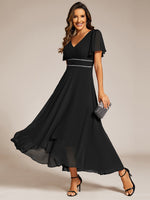 Shayna A-Line Chiffon Evening or Mother of Bride Dress with Sleeves