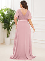 Billie Plus Size flutter sleeve v neck chiffon bridesmaid dress