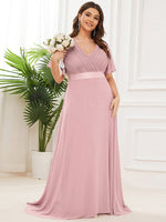 Billie Plus Size flutter sleeve v neck chiffon bridesmaid dress