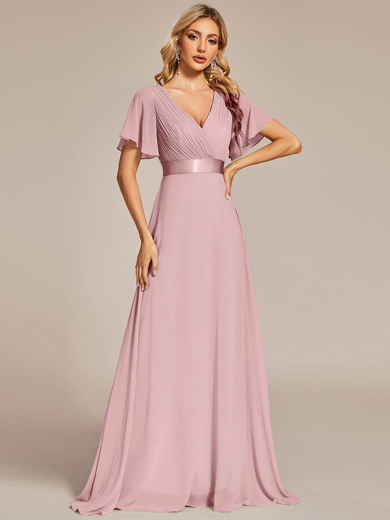 Billie Plus Size flutter sleeve v neck chiffon bridesmaid dress