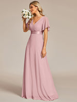 Billie Plus Size flutter sleeve v neck chiffon bridesmaid dress