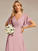 Billie Plus Size flutter sleeve v neck chiffon bridesmaid dress