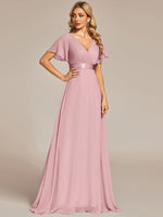 Billie Plus Size flutter sleeve v neck chiffon bridesmaid dress