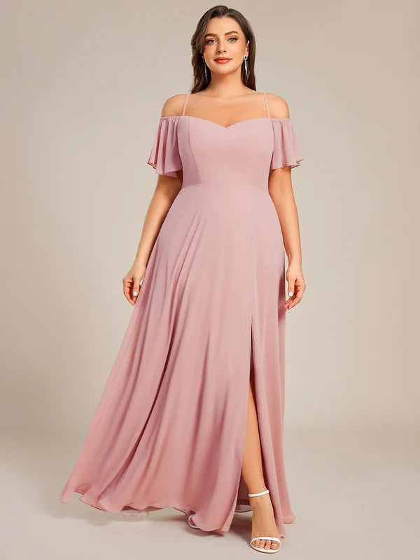 Aurora cold shoulder bridesmaid dress with split