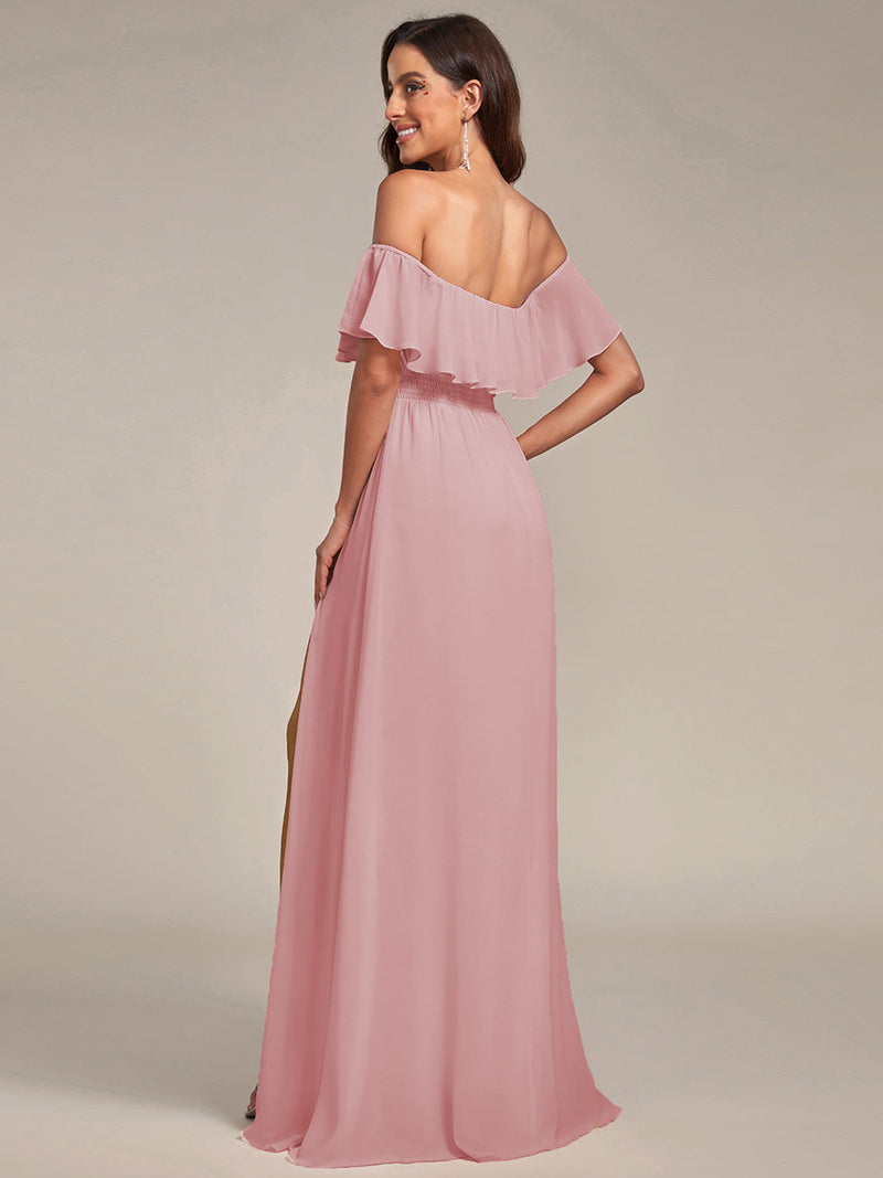 Angelina off shoulder bridesmaid dress with split