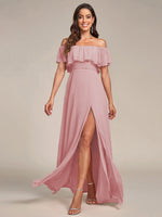 Angelina off shoulder bridesmaid dress with split