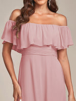 Angelina off shoulder bridesmaid dress with split