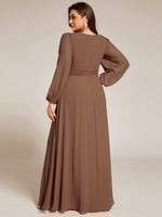 Rachel Plus Size boat neck full sleeve evening or bridesmaid gown