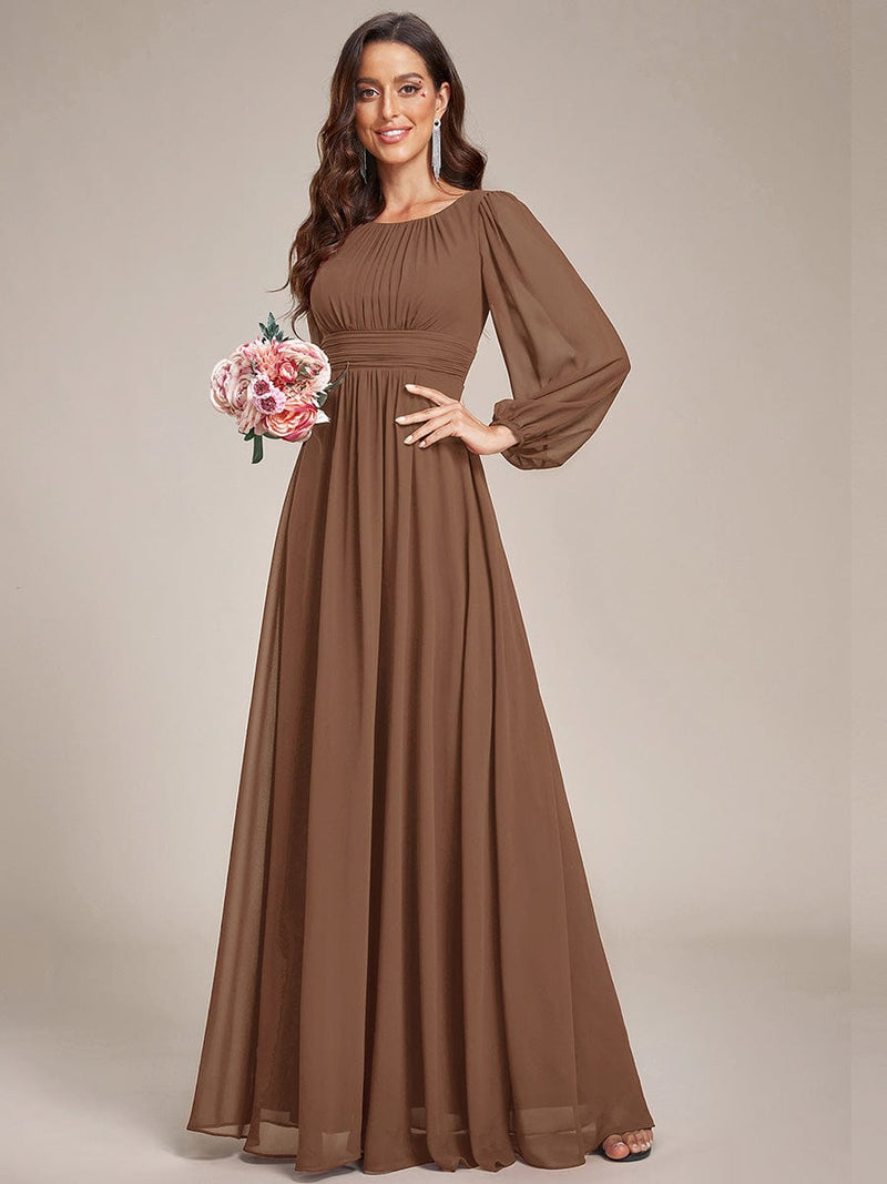 Rachel boat neck full sleeve evening or bridesmaid gown