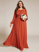 Rachel Plus Size boat neck full sleeve evening or bridesmaid gown