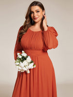 Rachel Plus Size boat neck full sleeve evening or bridesmaid gown