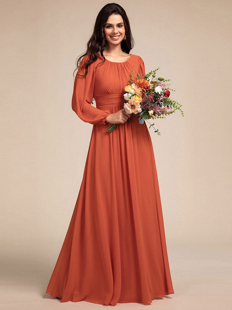 Rachel Plus Size boat neck full sleeve evening or bridesmaid gown