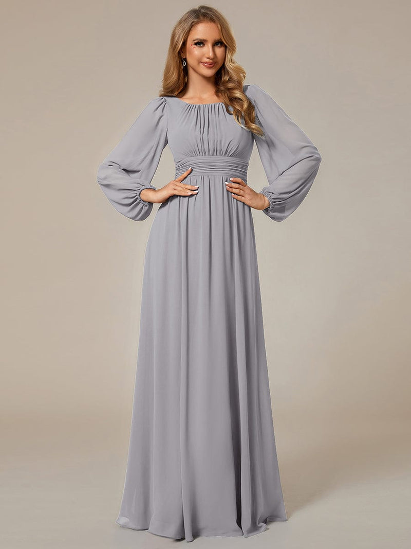 Rachel boat neck full sleeve evening or bridesmaid gown