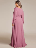 Rachel Plus Size boat neck full sleeve evening or bridesmaid gown