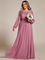 Rachel Plus Size boat neck full sleeve evening or bridesmaid gown