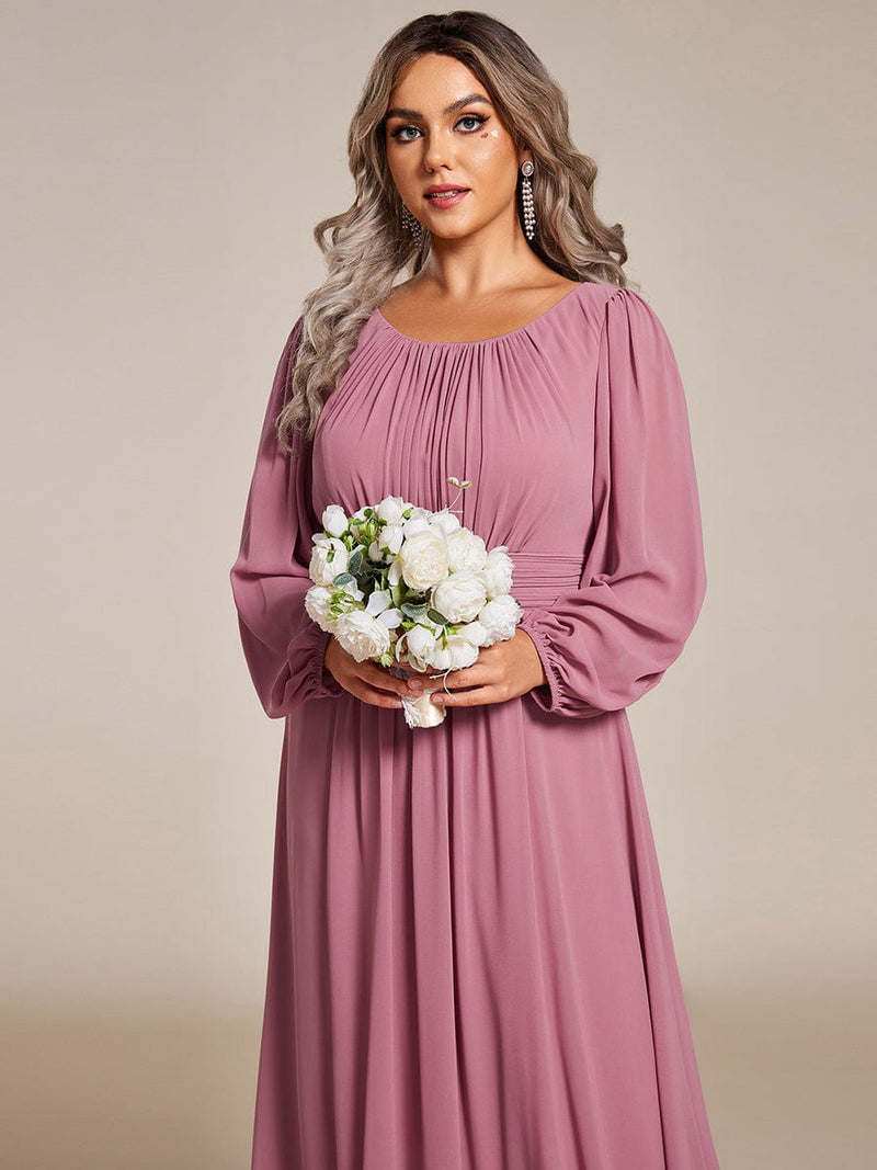 Rachel Plus Size boat neck full sleeve evening or bridesmaid gown