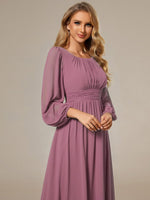 Rachel boat neck full sleeve evening or bridesmaid gown
